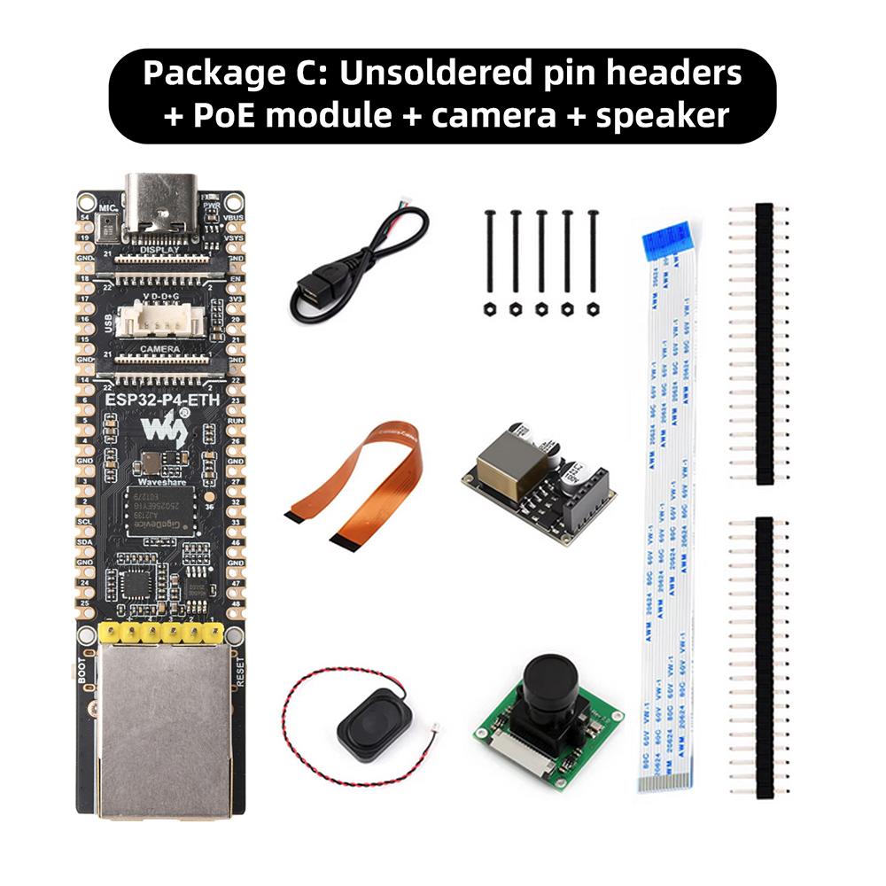 ESP32-P4-ETH Multimedia Development Board RISC-V Dual-Core 32MB PSRAM 32MB Flash MIPI-CSI/DSI RJ45 USB Type-C H.264 for Edge AI