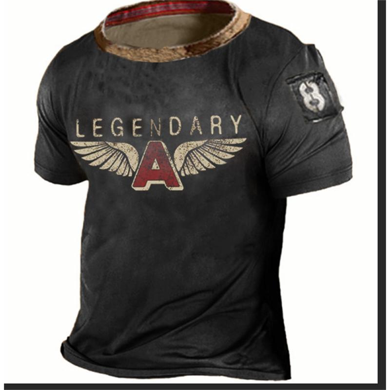 2023 Sommer T-Shirt Herren Vintage Print 3D American Route 66 T-Shirt Kurzarm Tee Tops Übergroßes Shirt Lockere Herrenbekleidung