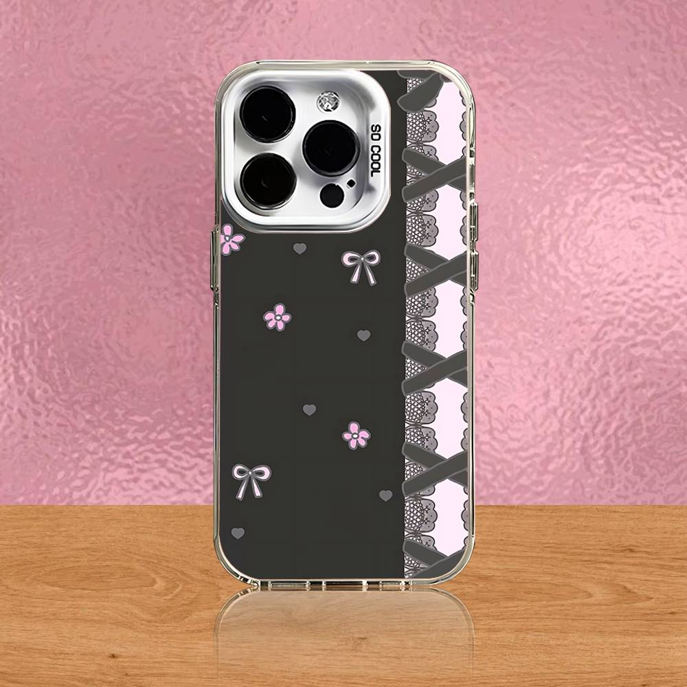 Jirai Kei Cute Girl Phone Case For iPhone 16,15,14,13,12,11,Pro,Max,Plus,Mini,SE Black White Matte Shockproof Cover