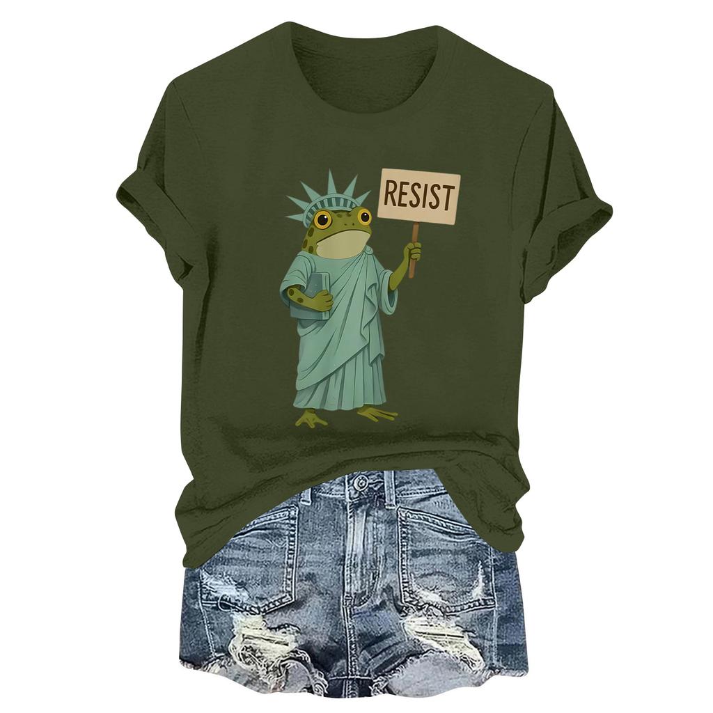 Women's Printed Round Neck Short Sleeve Top