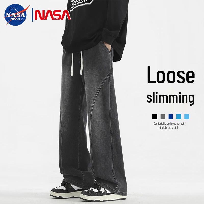 NASA NOAH Men's American Retro Loose Straight-Leg Jeans