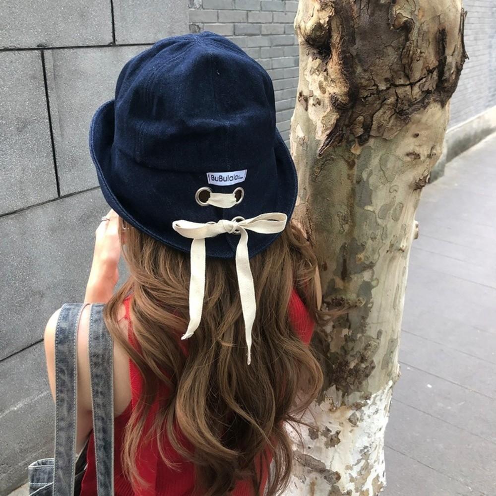 Versatile Denim Fishing Cap Korean Sun Protection Hat Foldable Denim Bucket Cap  Streetwear