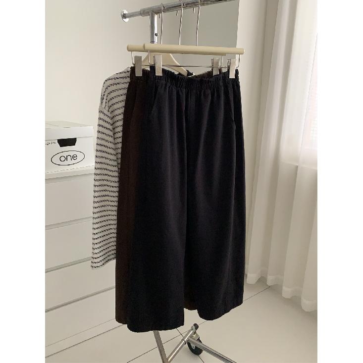 

2026 Spring Simple Cotton High-Waisted Straight Wide-Leg Women s Casual Pants, Solid Color Elastic Waist Versatile Cropped Pants S чёрный