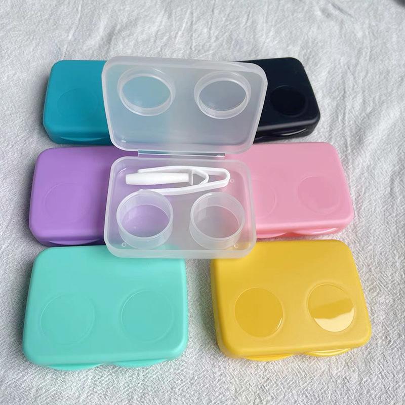 Screw-Free Cap Colored Contact Lens Case - Press-Type Double Case, Cute Ins Girly Design.