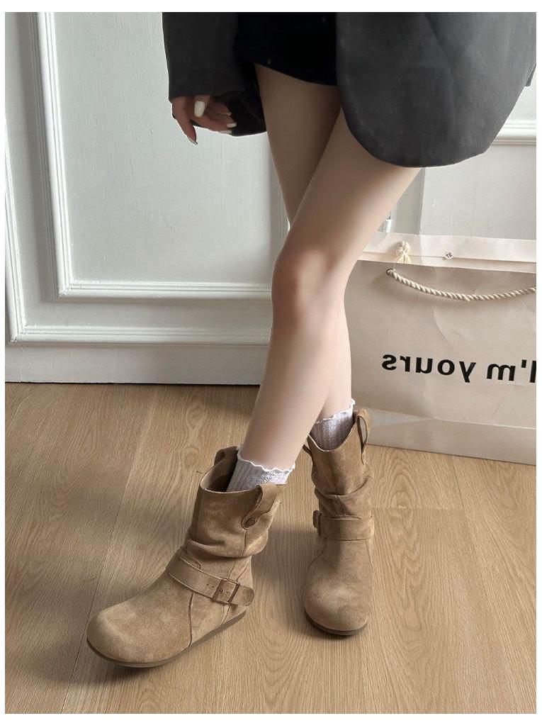 Damskie botki retro na ukrytym obcasie - Jesień 2025, styl kowbojski, Martin