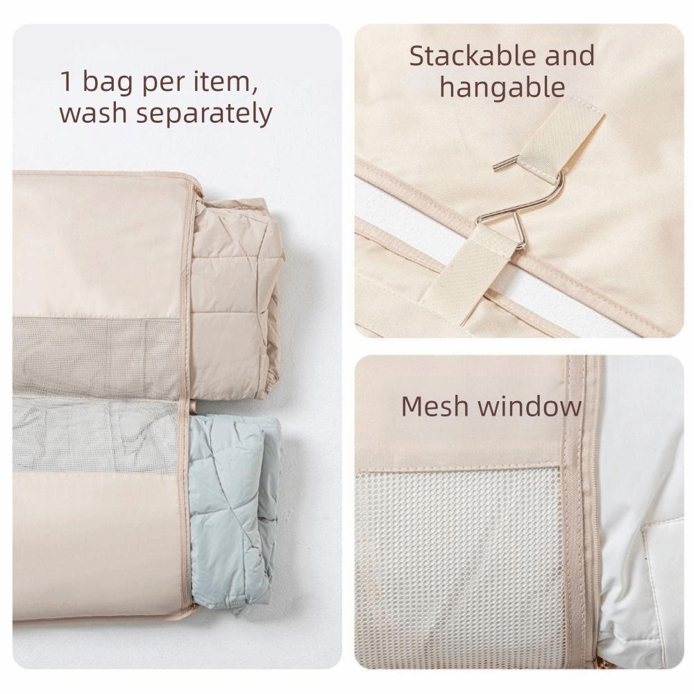 Mesh Hanging Clothes Organizer Large Capacity Space Saving Clothes Hanger Bag Visible with Hook Clothing Storage Bag Wardrobes