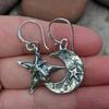Retro Boho Moon And Star Silvery Dangle Earrings For Women Unique Daily Party Jewelry Birthday Anniversary Mother's Day Gift