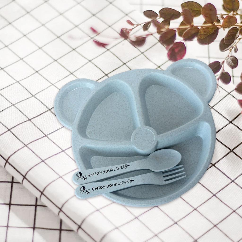 Divided Plates Set 3-Compartment Leakproof for Toddler Kids 