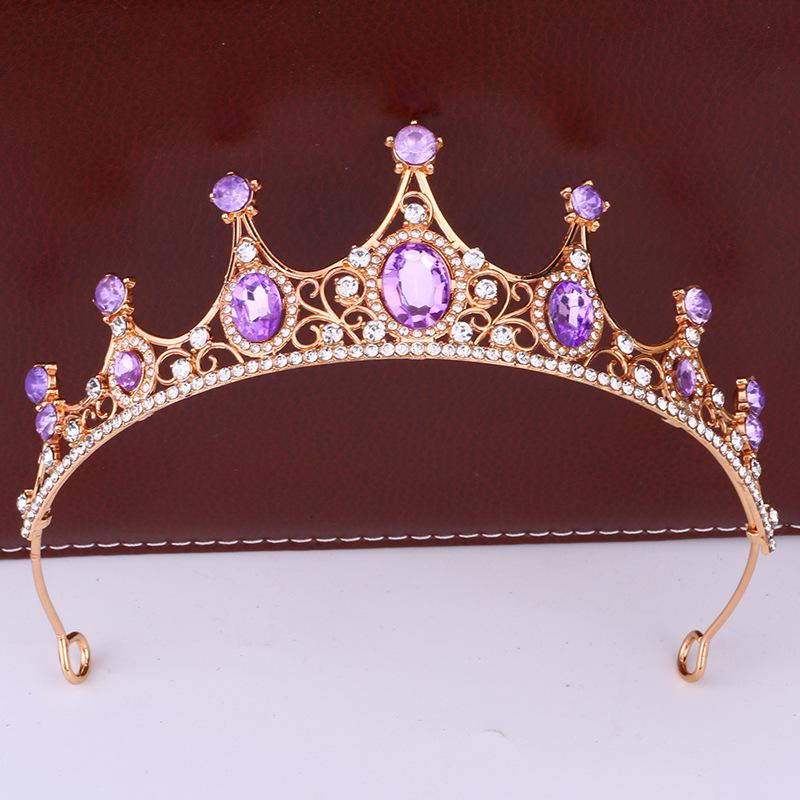 Retro Crown Baroque Bride Crown Tiara Princess Stage Performance Headband Birthday Girl Tiara Hair Accessories
