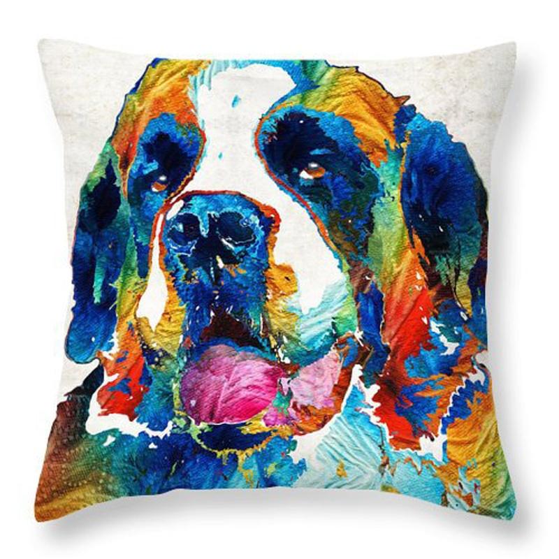 Buy Animal Dog Printed Cushion Cover Linen Pillowcase Office Home Decor