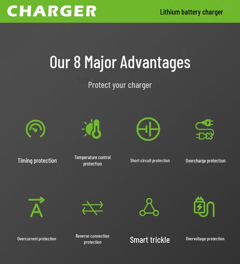 Multi-Voltage Outdoor EV Charger for Lithium Batteries (12V-96V)