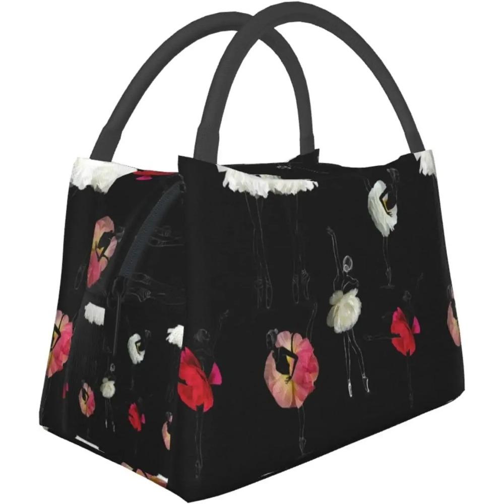 Pink Ballet Dance Lunch Box Picnic Bags Dance Tote Insulated Portable Cute Container Meal Bag Dance Lunch Box for Picnic Shcool