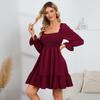 Women Casual Long Sleeve Summer Dresses Spring Patchwork Boho Floral Cocktail Party Dress