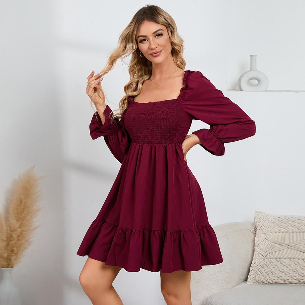 Women Casual Long Sleeve Summer Dresses Spring Patchwork Boho Floral Cocktail Party Dress