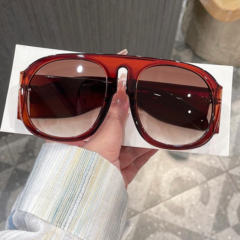 

Non-polarized Vintage Oversized Sunglasses Women for Men Luxury Brand Designer Trend Shades Big Frame Double Color Punk Ladies Sun Glasses