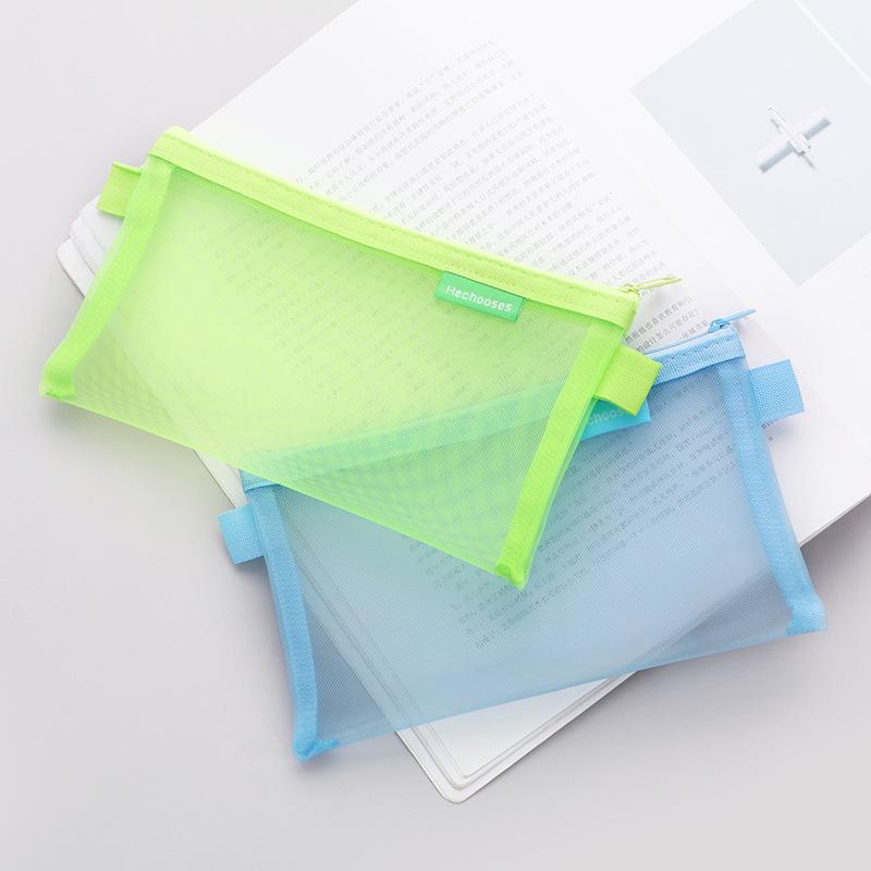 1 pz Semplice Astuccio a Rete con Cerniera Portatile Astuccio Astuccio per Penne per Conservazione di Cancelleria
