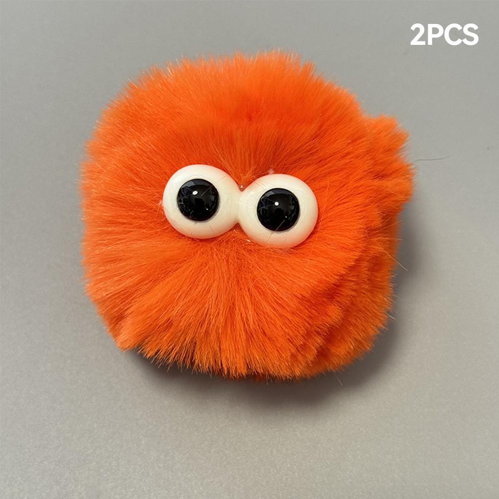 2Pcs Car Motorcycle Helmet Decoration Soft Plush Ball with Big Eyes For Motocross Full Face Off Road Helmet Sticker