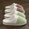 Double color wheat ear cotton slippers 2025 new non-slip thick-soled couple home indoor warm cotton shoes
