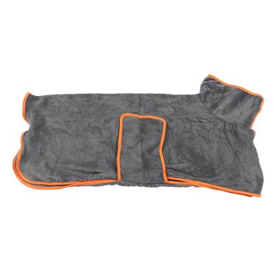 Dog Bathrobe Grey Fully Wrapped Absorbant Quick Drying Soft Polyester Thickened Dog Robe for Home Pool L