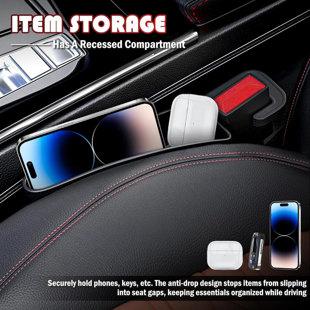 Upgrade Car Gap Filler Seat Crevice Storage Box A Pair Car Seat Gap Filler Seat Gap Organizer Box with Phone Charging Cable Hole