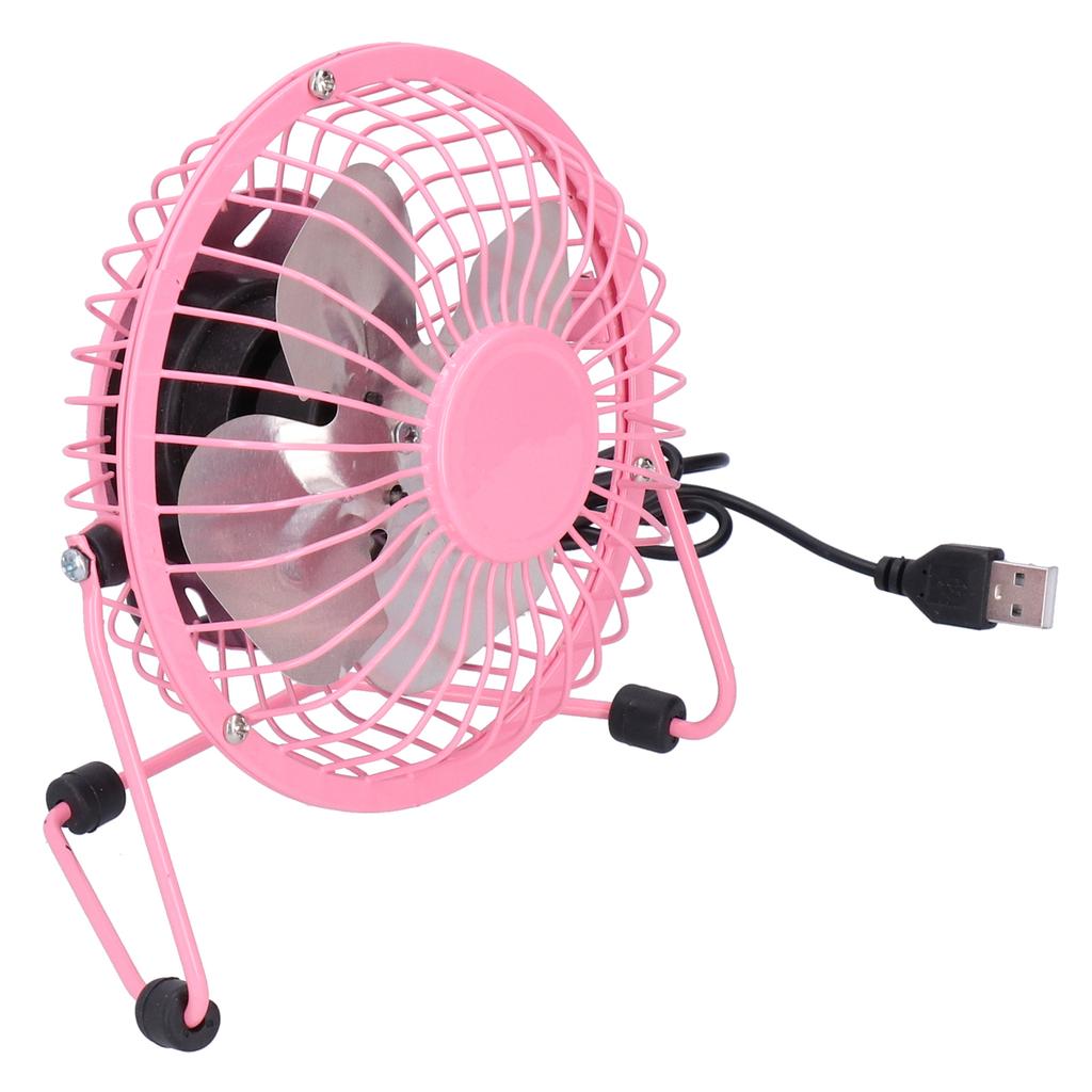 Mini Fan USB Portable Silent Aluminum Blade Home Office Desk Desktop Iron Crafts FansPink