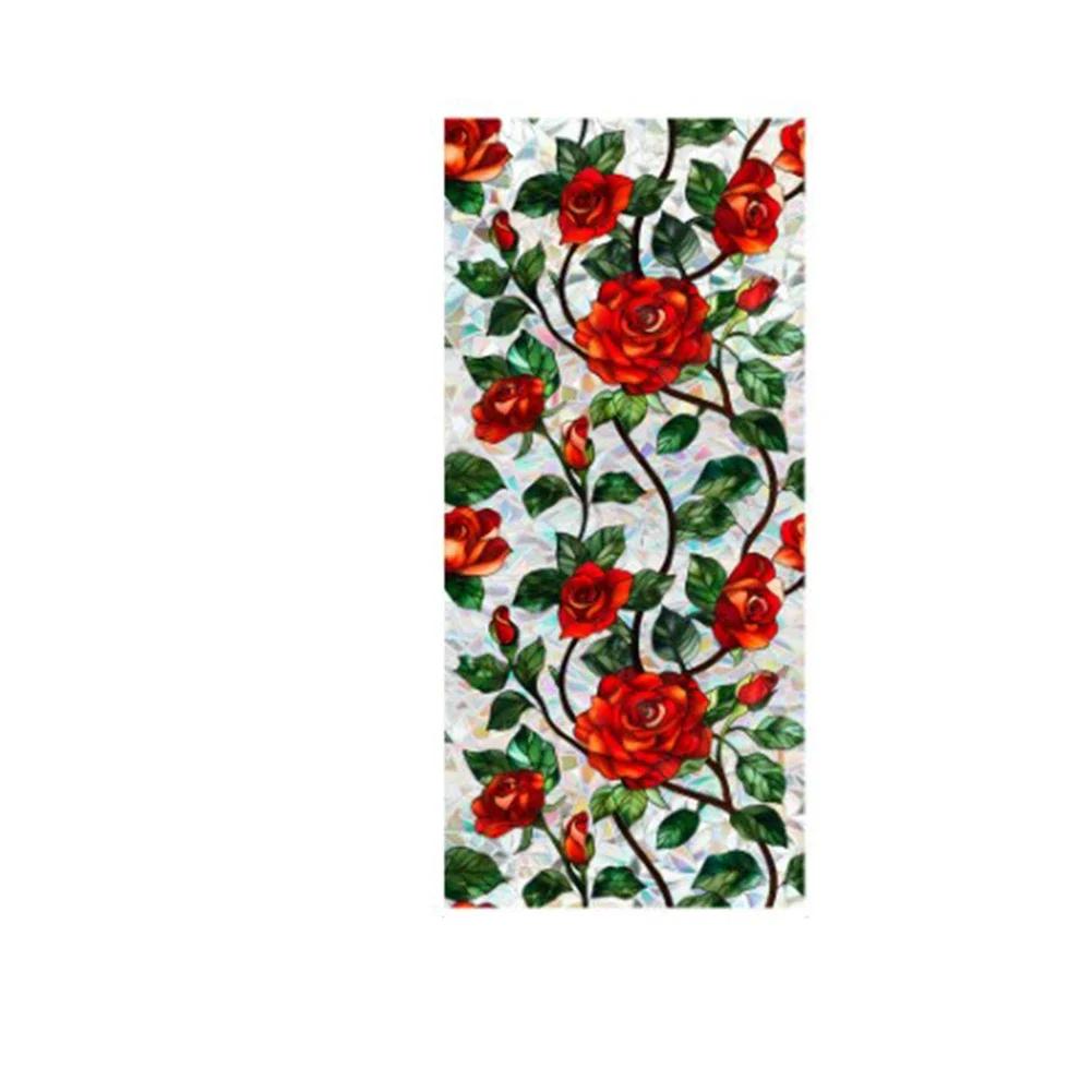 For Bathrooms Floral PVC Film Double-sided Window Sticker Creative Crafting 43*100cm Crafting Film Energy Conservation