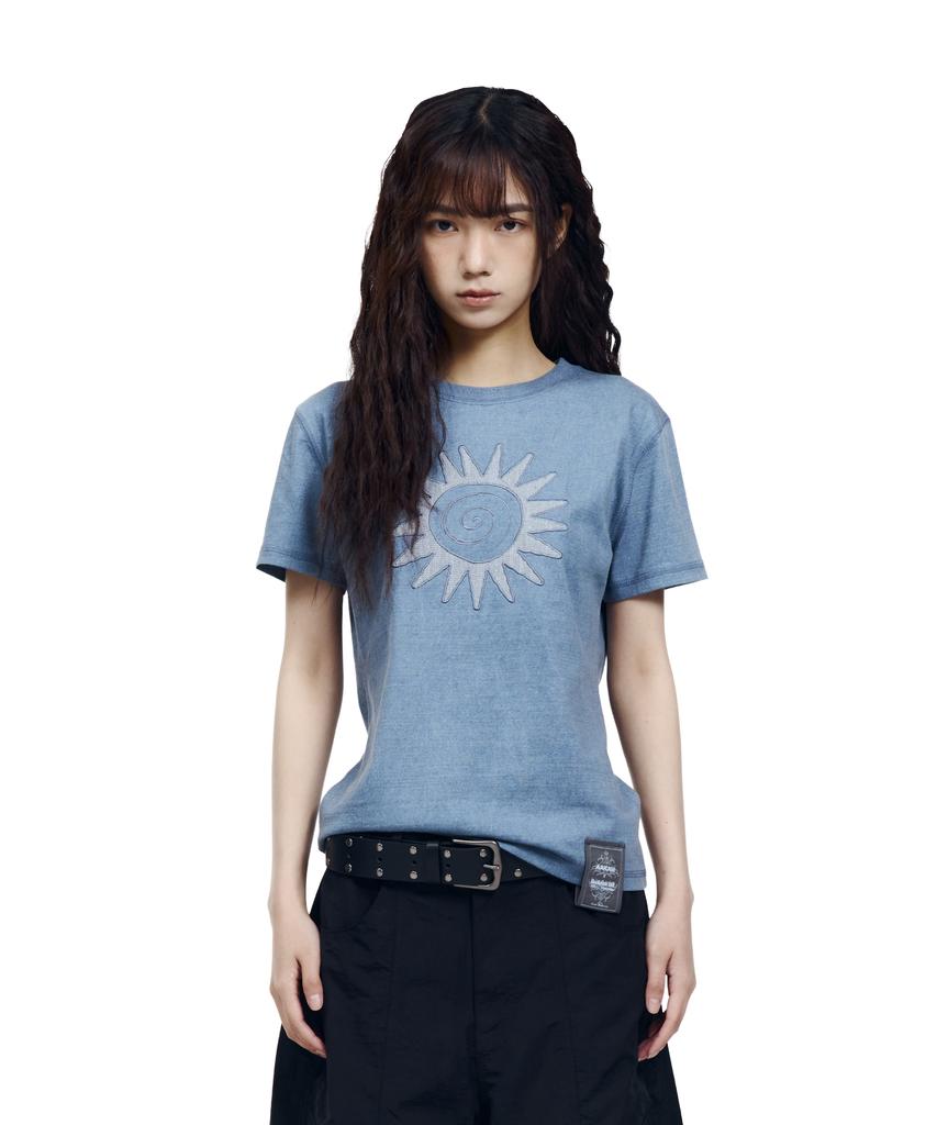 AAKAM Washed Sun Patch Half Top (Blue)