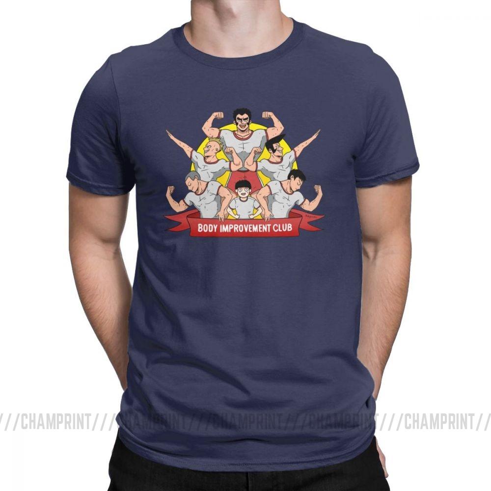 Herren S T-Shirt Mob Psycho 100 Körperverbesserungsclub Humor 100% Baumwolle T-Shirts Kurzarm