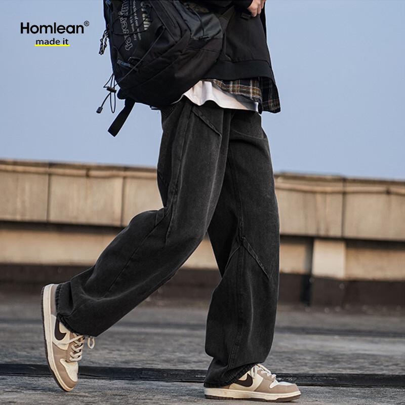 Homlean HS04 Herren Washed Vintage Straight Leg Jeans