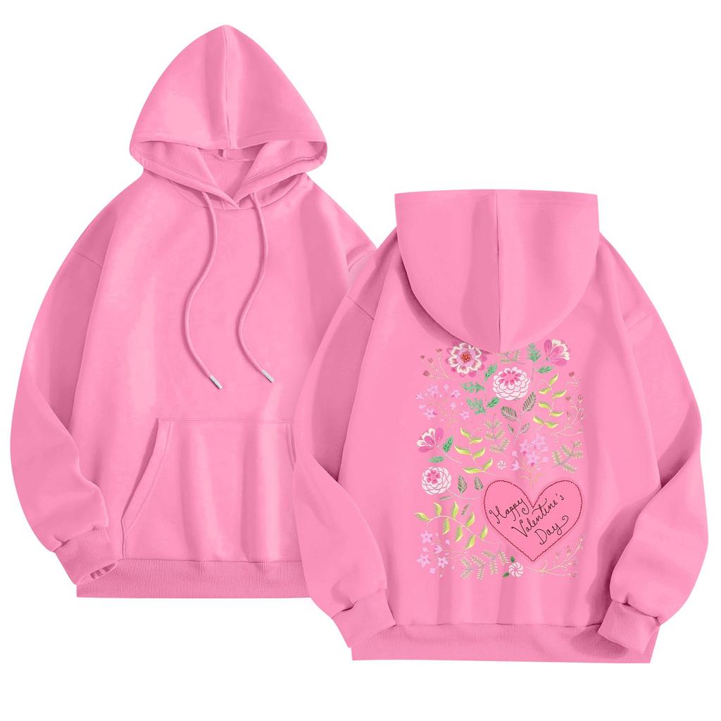 Dámská mikina s kulatým výstřihem a dlouhým rukávem s květinovým potiskem top s kapucí