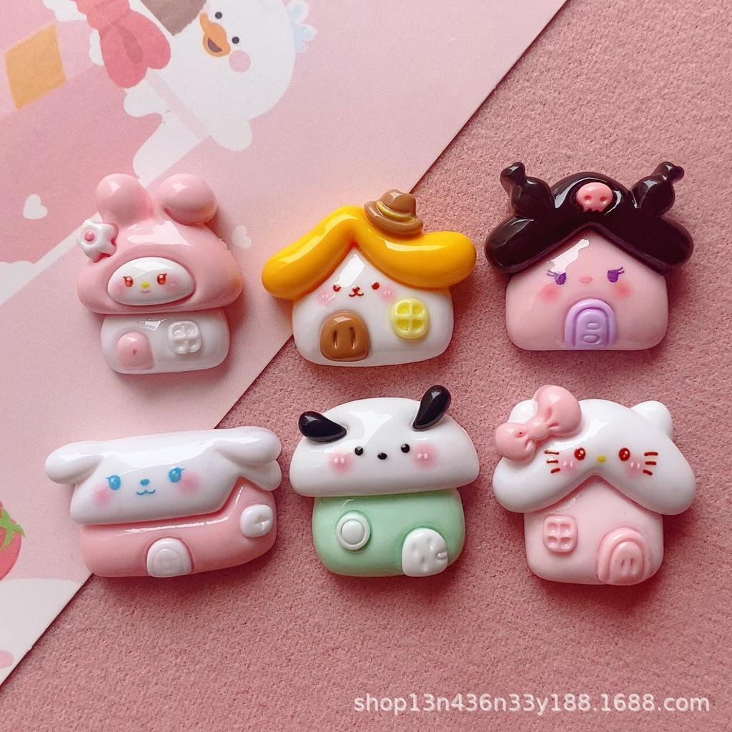 10 Pcs Kawai Bright Surface Cartoon Animal House Series Resin Flat Back Scrapbook Figurine Diy Bow Decor Accessories Crafts A17