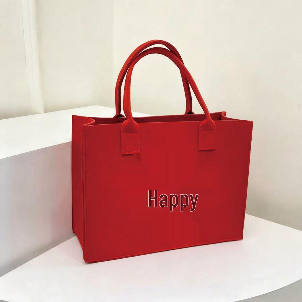 Borsa shopper in feltro rosso spesso per regali di nozze cinesi