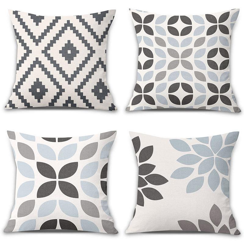 Simple Geometric Linen Pillowcase Plain Color Office Waist Decorative Backrest Cushion Design