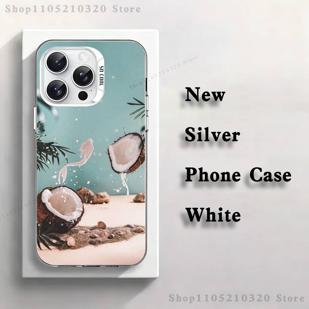 

Coconut Fruits Tropical Phone Case For iPhone 17,16,15,14,13,12,11,Pro,Max,Plus,Mini,XS,SE Anti Fall White Matte Hard Bumper iPhone17promax