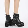 Fashion Punk Platform Women Ankle Boots Women's Motorcycle Boot Fashion Ladies Chunky heels Platform Shoes plus big size