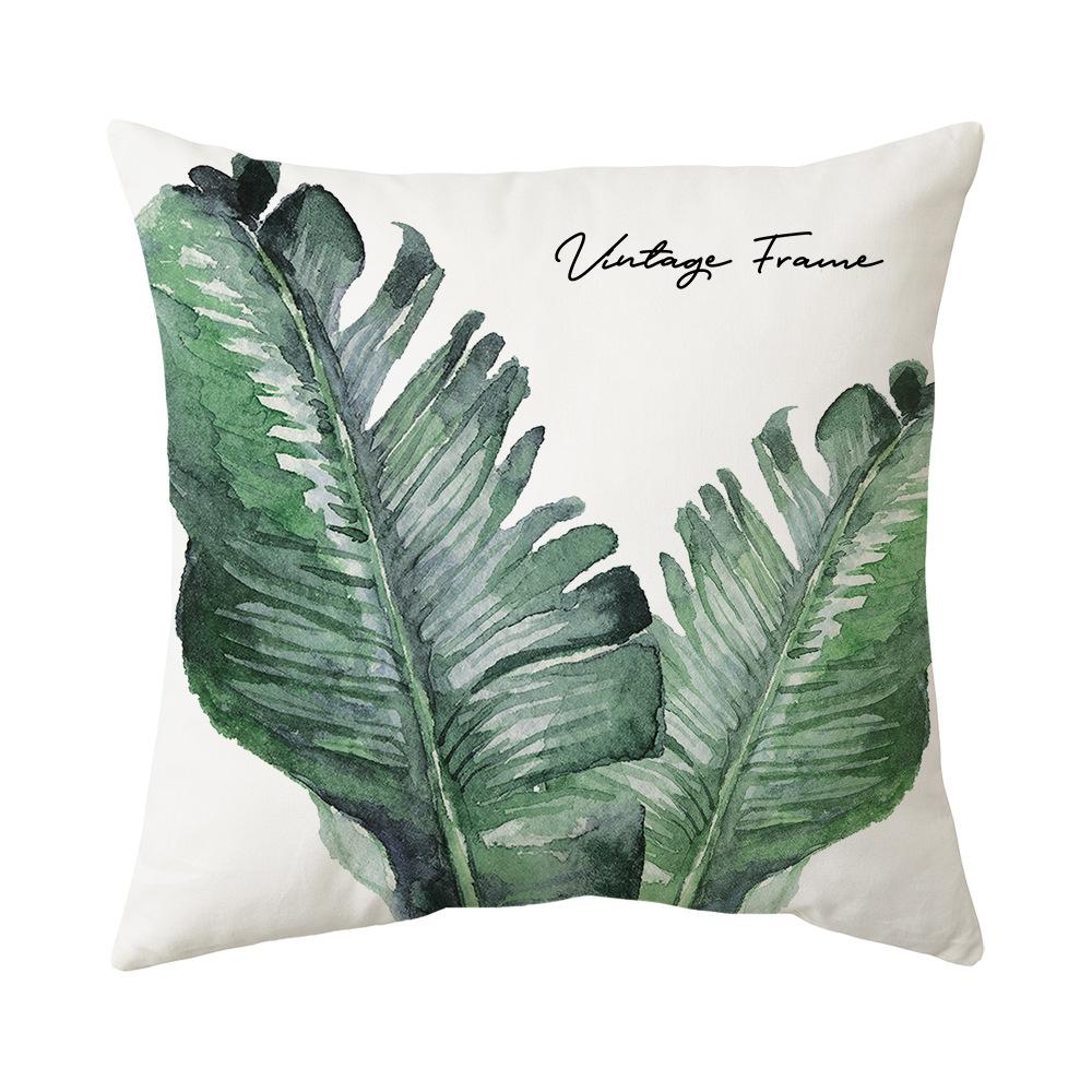 New Tropical Plant Cushion Peach Skin Pillow Nordic Fresh Living Room Sofa Pillow Cover