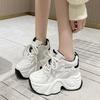 10cm Super High Heels Dad's Shoes Women's Ins Super Hot Breathable White Shoes Thick Sole Increased Height Inside Slimming Casual Sports Shoes