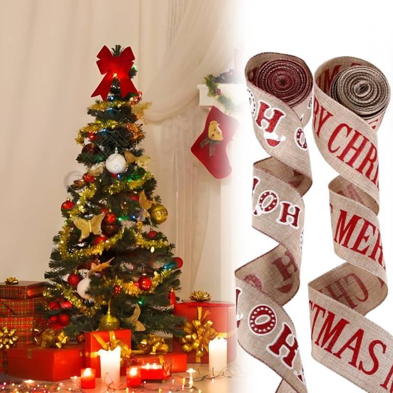 Festive 2 Meter Christmas Ribbon Banner Featuring Joyful Christmas Letters For Gifts