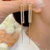 S925 Silver Teardrop Diamond Tassel Dangle Earrings - Korean Fashion, Celebrity Style for Women