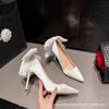 High Heels Women's 2025 Autumn and Winter New Thin Heels Pointed Black French Bow Temperament High-end Niche Single Shoes