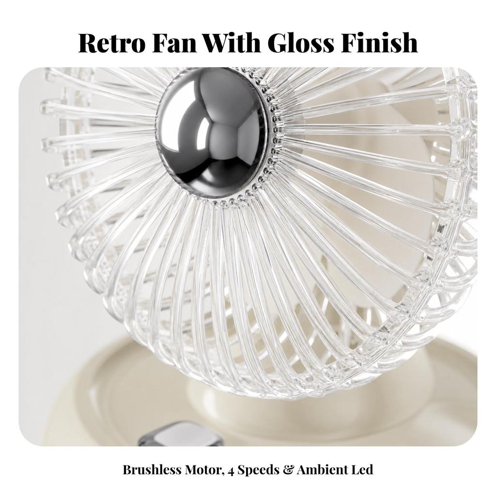 Mini Desktop Cooling Fan with Ambient Decorative Brightness 4-Setting Compact