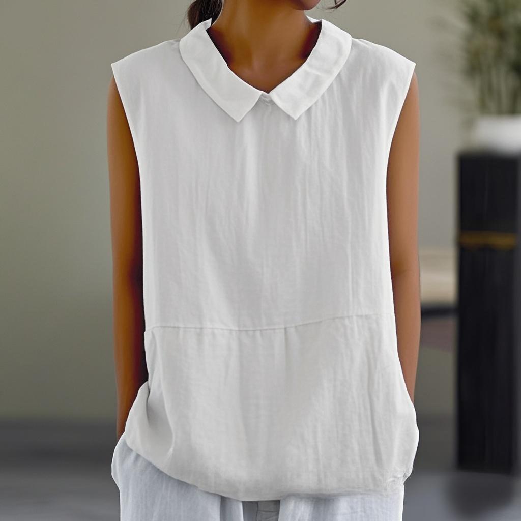 Loose Tops Sleeveless Cotton and Linen Women’s Blouses & Shirts