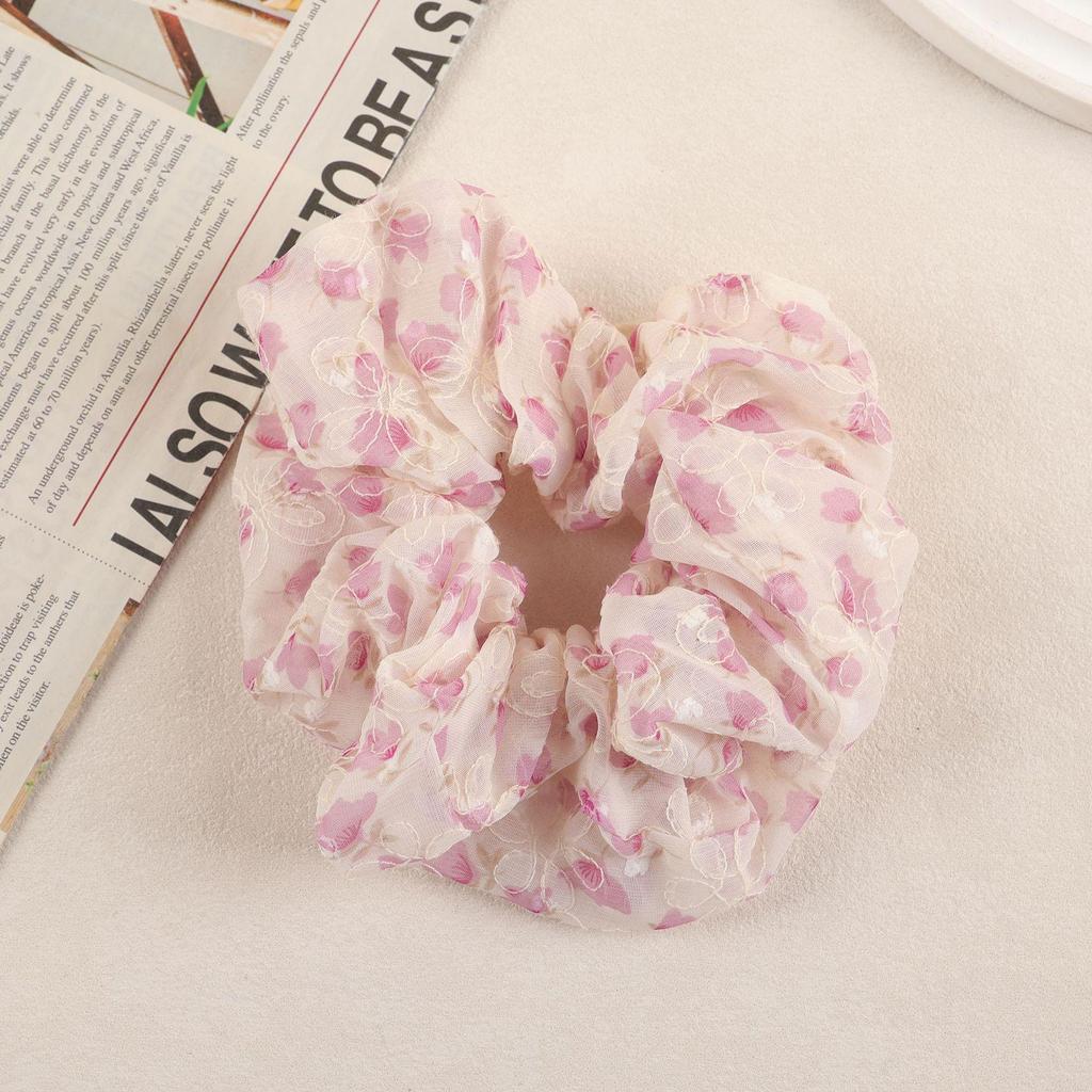 Korean Floral Scrunchie | Spring/Summer Style Elastic Hair Tie for Ponytails