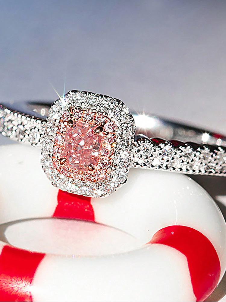 925 Silve Fashion Delicate Sweet Pink Zircon Ring For Women Anniversary Luxury Personalized High Quality Fine Jewelry