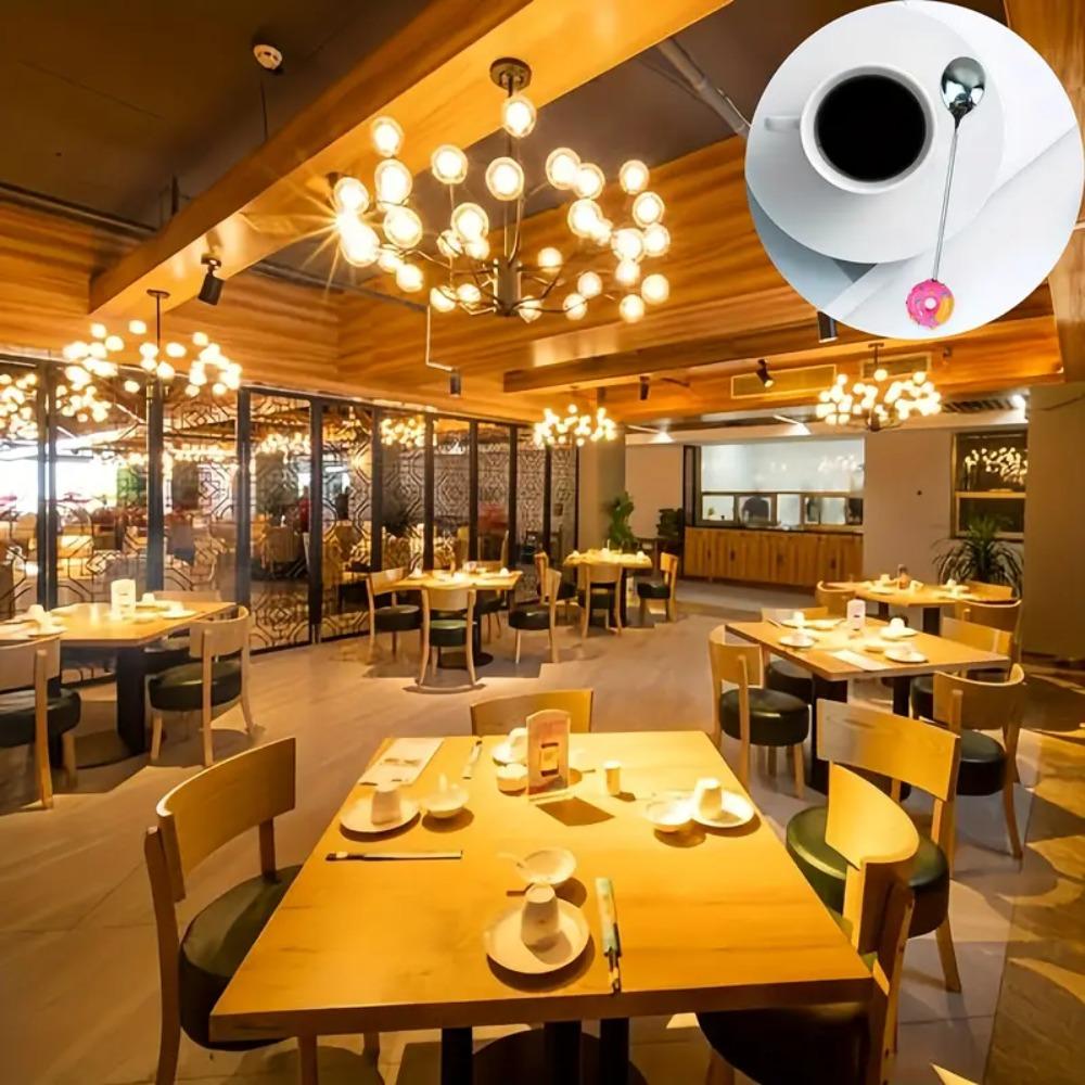 Stainless Steel Coffee Spoons Colorful Designs Salad Mixing Spoon Durable Donut Spoon  Restaurant