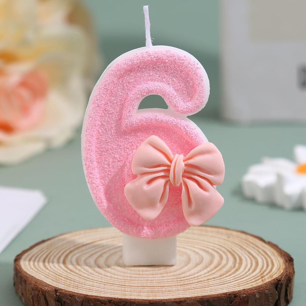 Pink Wax Birthday Number Candles with Transparent Bows – Creative DIY Art