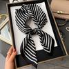 Fashion geometric stripe simulation silk scarf women's spring and summer simple professional wear scarf women's gift high-end silk scarf