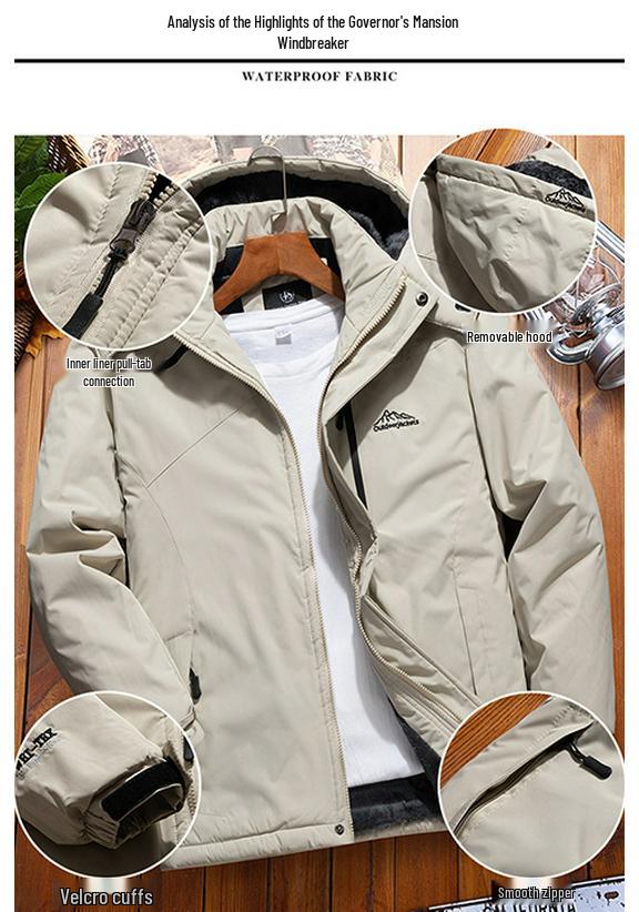 Winddichte Outdoor-Jacke mit Fleece-Futter für Herbst/Winter