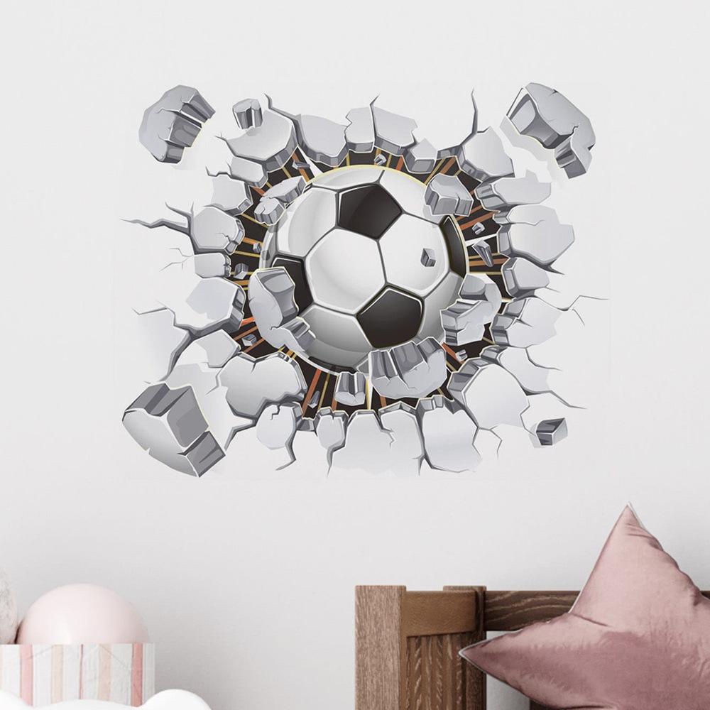 Adesivo da Parete Pallone da Calcio Coppa del Mondo 2026 che Rompe il Muro per Camera da Letto Soggiorno Corridoio Decorazione Casa
