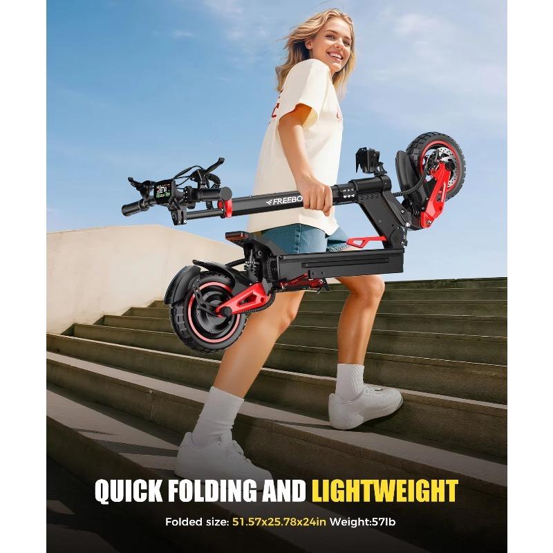 FREEBOY J15Max Electric Scooter for Adults, 1600W Motor, 48V 18Ah Battery, 50KM Range, 50KM/H, 10-Inch Tires